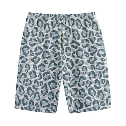Snow Leopard Knitted Pattern Print Cotton Shorts