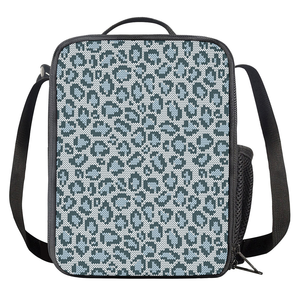 Snow Leopard Knitted Pattern Print Crossbody Lunch Bag