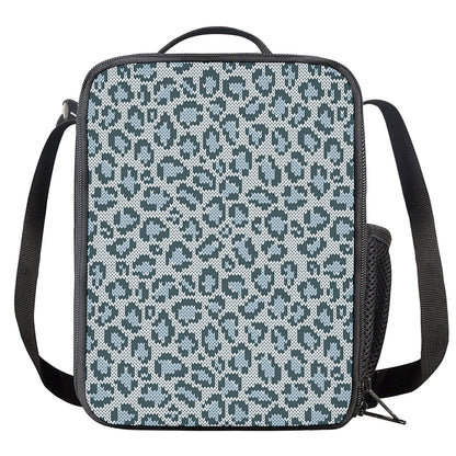 Snow Leopard Knitted Pattern Print Crossbody Lunch Bag