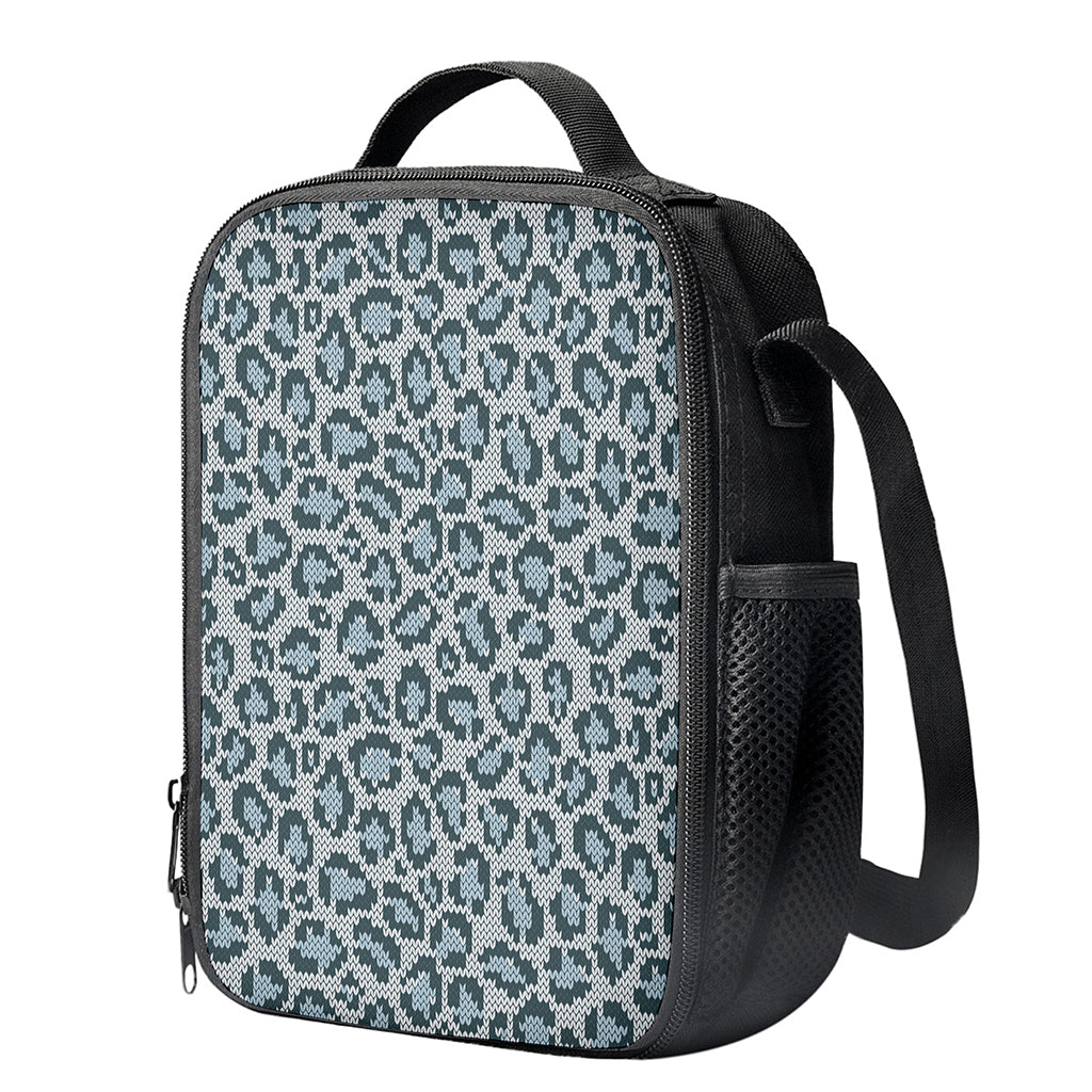 Snow Leopard Knitted Pattern Print Crossbody Lunch Bag