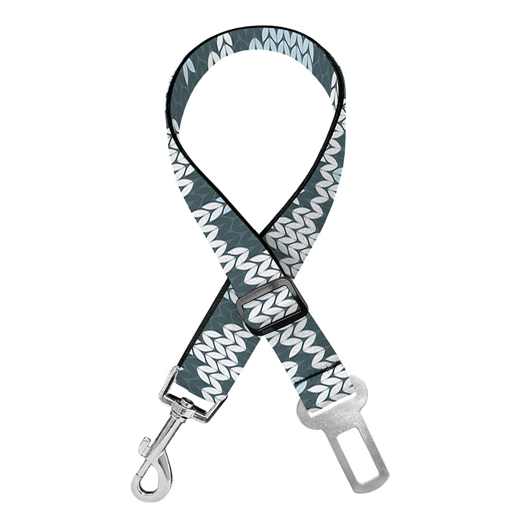 Snow Leopard Knitted Pattern Print Dog Seat Belt