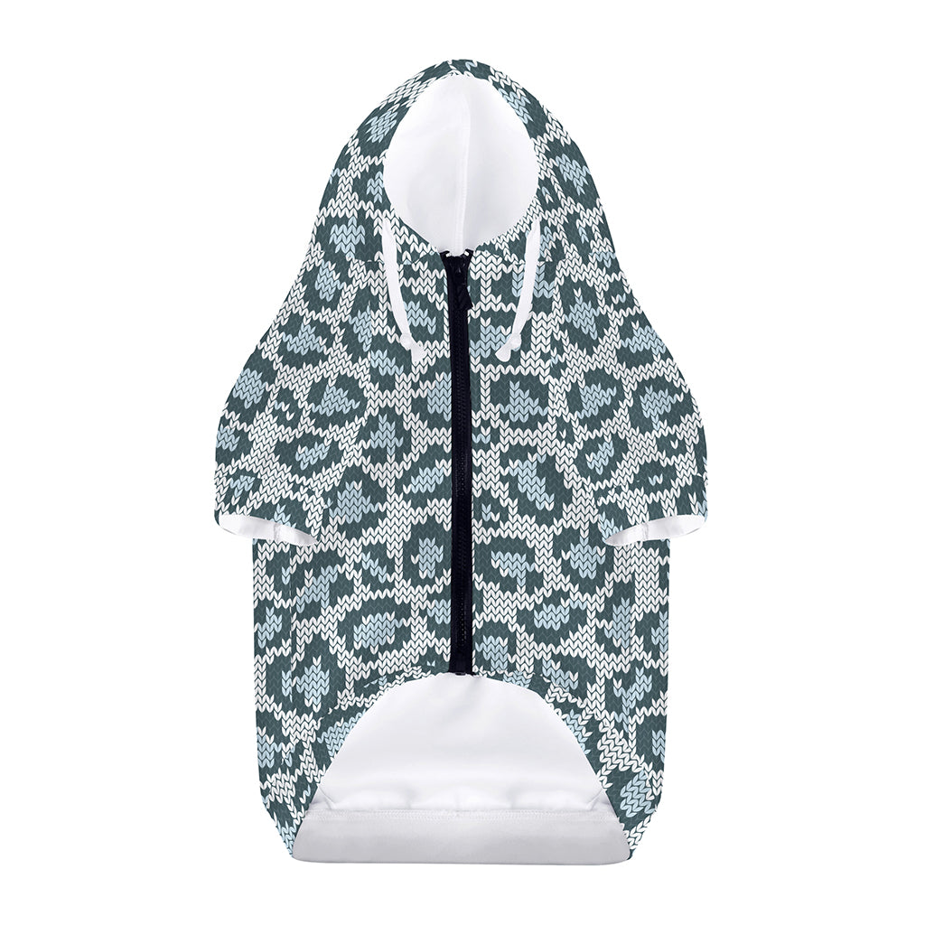 Snow Leopard Knitted Pattern Print Dog Zip Up Hoodie