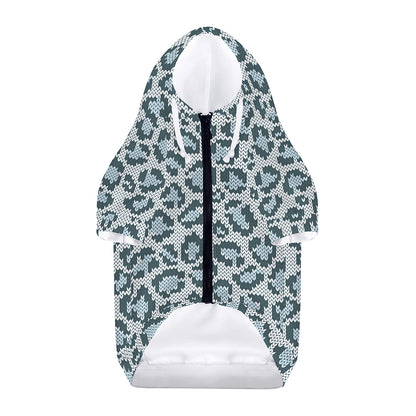 Snow Leopard Knitted Pattern Print Dog Zip Up Hoodie