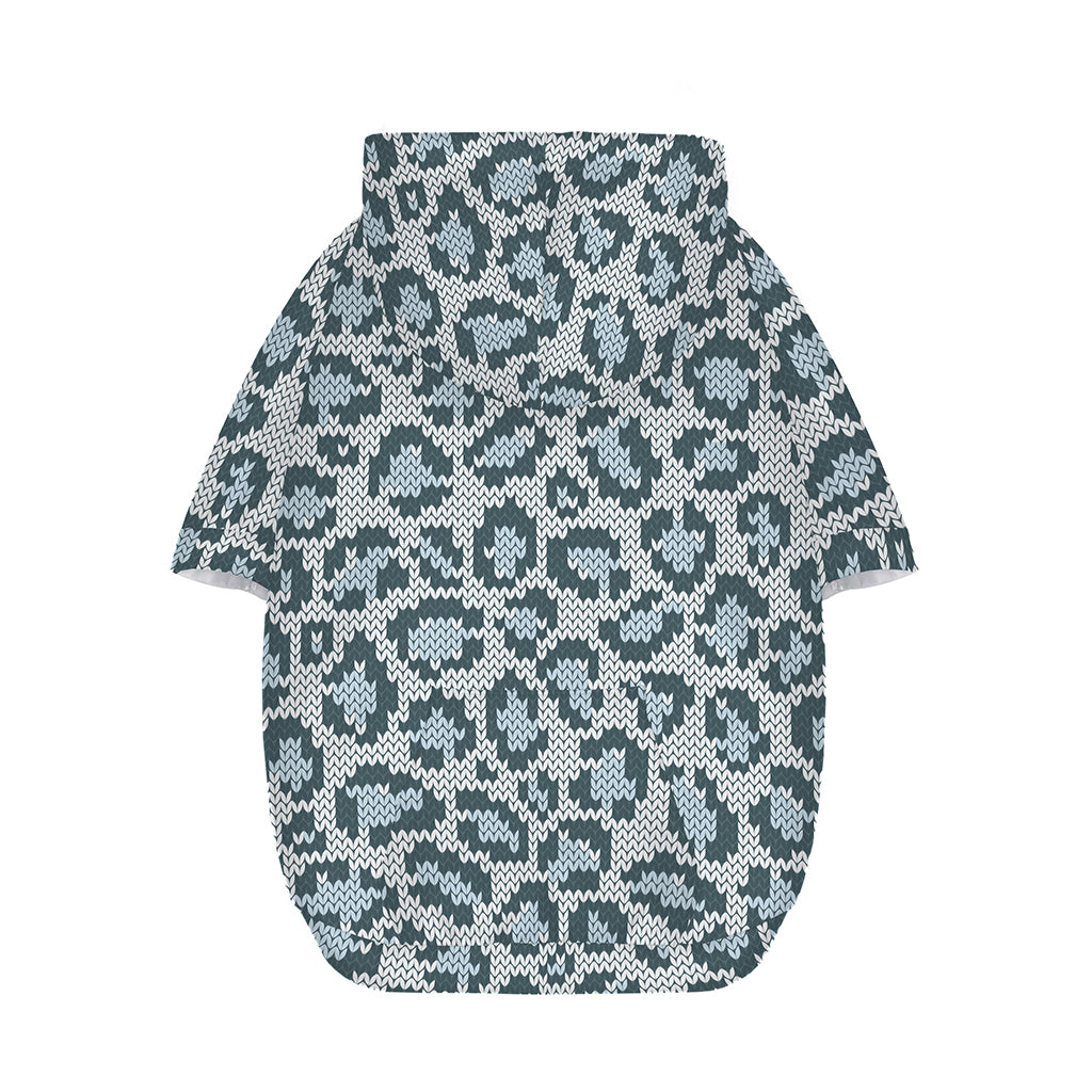 Snow Leopard Knitted Pattern Print Dog Zip Up Hoodie