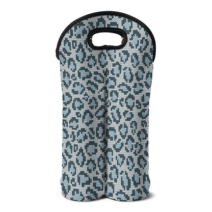 Snow Leopard Knitted Pattern Print Double Neoprene Wine Tote