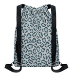 Snow Leopard Knitted Pattern Print Drawstring Backpack