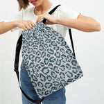 Snow Leopard Knitted Pattern Print Drawstring Backpack