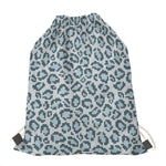 Snow Leopard Knitted Pattern Print Drawstring Bag