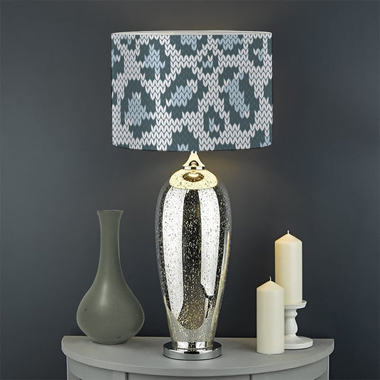 Snow Leopard Knitted Pattern Print Drum Lamp Shade