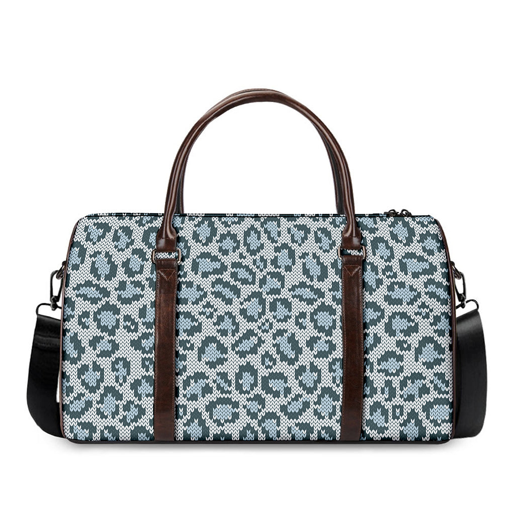 Snow Leopard Knitted Pattern Print Duffle Bag