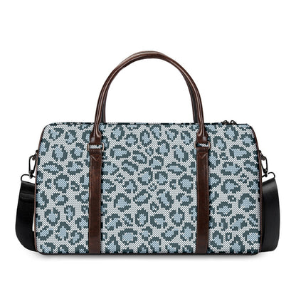 Snow Leopard Knitted Pattern Print Duffle Bag