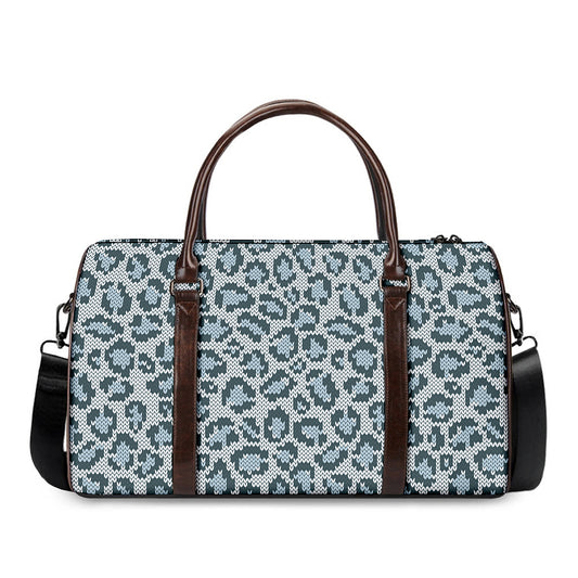 Snow Leopard Knitted Pattern Print Duffle Bag