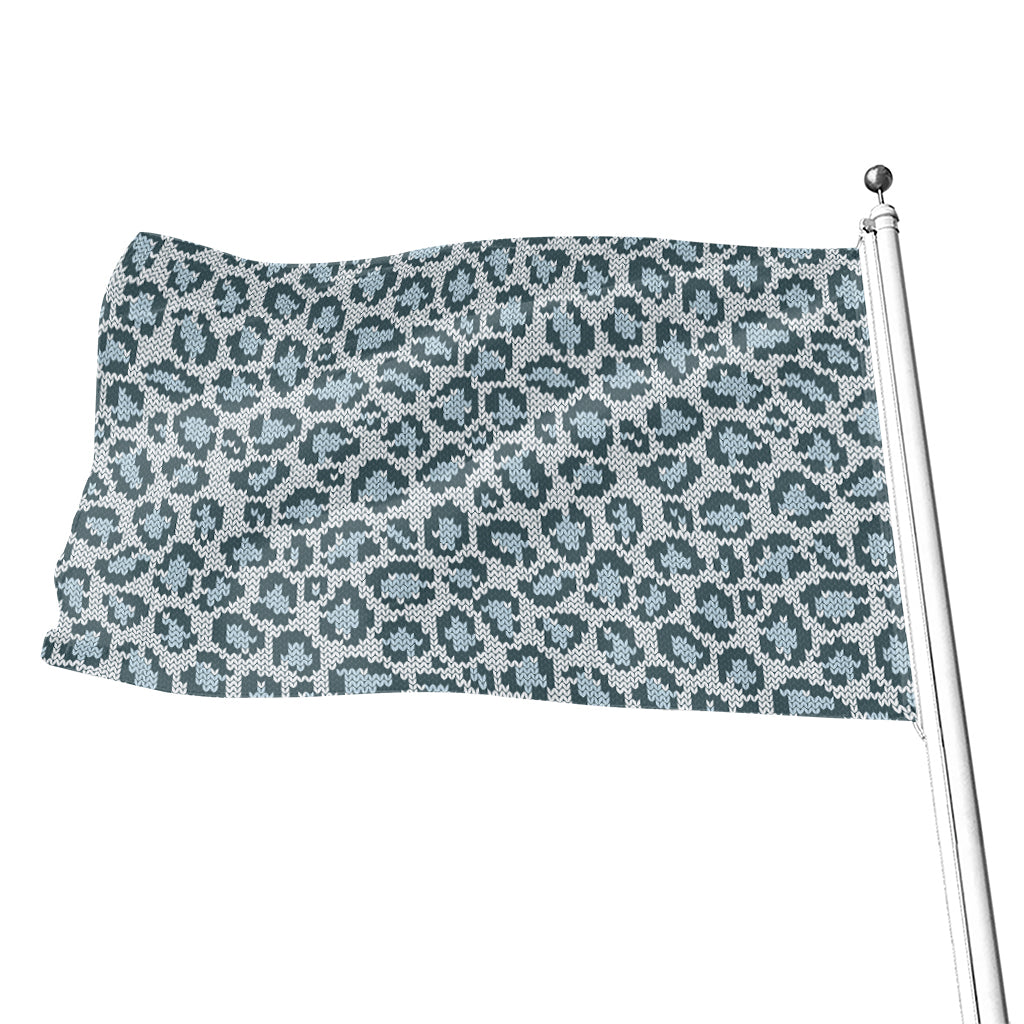 Snow Leopard Knitted Pattern Print Flag