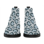 Snow Leopard Knitted Pattern Print Flat Ankle Boots