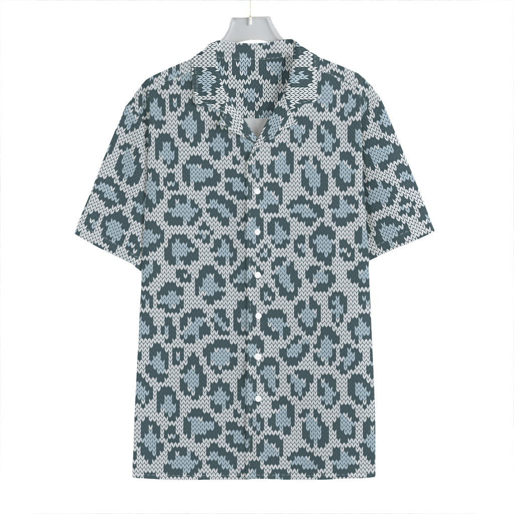 Snow Leopard Knitted Pattern Print Hawaiian Shirt