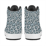 Snow Leopard Knitted Pattern Print High Top Leather Sneakers