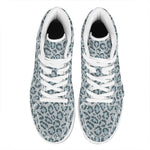 Snow Leopard Knitted Pattern Print High Top Leather Sneakers