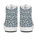 Snow Leopard Knitted Pattern Print High Top Leather Sneakers