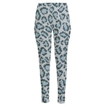 Snow Leopard Knitted Pattern Print High-Waisted Pocket Leggings