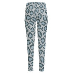 Snow Leopard Knitted Pattern Print High-Waisted Pocket Leggings