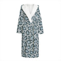 Snow Leopard Knitted Pattern Print Hooded Bathrobe