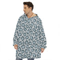 Snow Leopard Knitted Pattern Print Hoodie Blanket