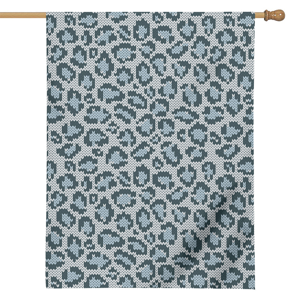 Snow Leopard Knitted Pattern Print House Flag