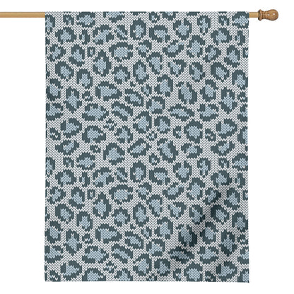 Snow Leopard Knitted Pattern Print House Flag