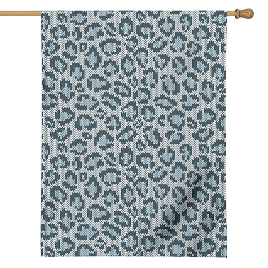 Snow Leopard Knitted Pattern Print House Flag