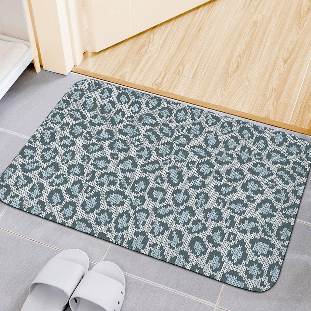 Snow Leopard Knitted Pattern Print Indoor Door Mat