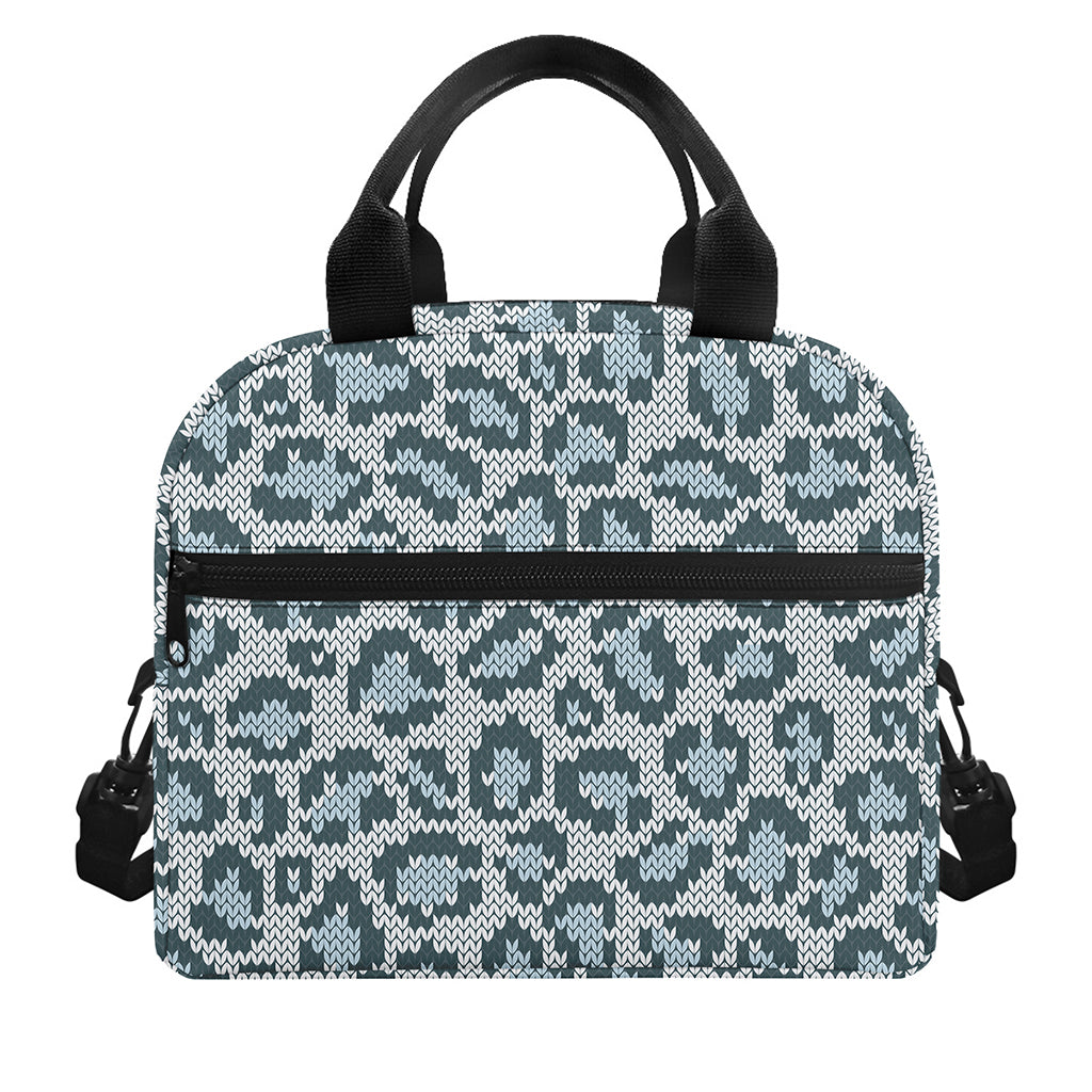Snow Leopard Knitted Pattern Print Insulated Lunch Bag