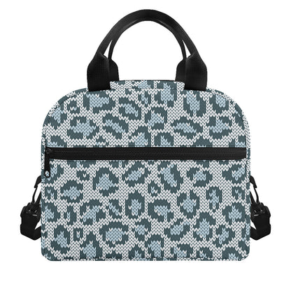 Snow Leopard Knitted Pattern Print Insulated Lunch Bag