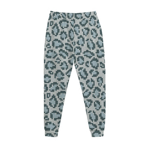 Snow Leopard Knitted Pattern Print Jogger Pants