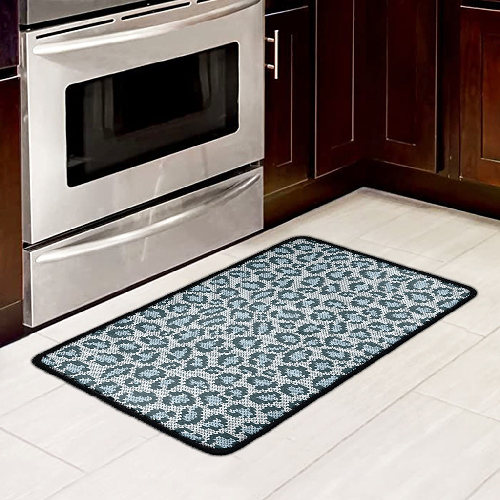 Snow Leopard Knitted Pattern Print Kitchen Mat