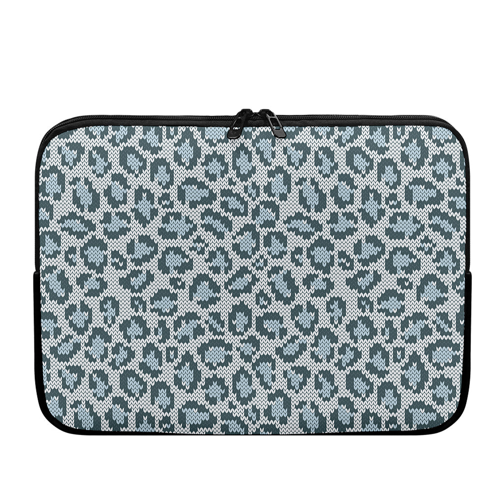Snow Leopard Knitted Pattern Print Laptop Sleeve