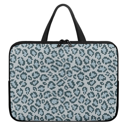 Snow Leopard Knitted Pattern Print Laptop Sleeve With Handle
