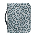 Snow Leopard Knitted Pattern Print Leather Bible Cover
