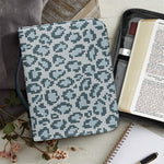Snow Leopard Knitted Pattern Print Leather Bible Cover