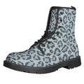 Snow Leopard Knitted Pattern Print Lace-Up Boots