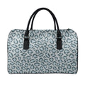 Snow Leopard Knitted Pattern Print Leather Duffel Bag