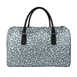 Snow Leopard Knitted Pattern Print Leather Duffle Bag