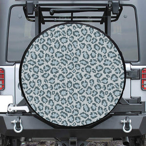 Snow Leopard Knitted Pattern Print Leather Spare Tire Cover