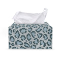 Snow Leopard Knitted Pattern Print Leather Tissue Box Cover
