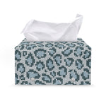 Snow Leopard Knitted Pattern Print Leather Tissue Box Cover