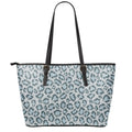 Snow Leopard Knitted Pattern Print Leather Tote Bag With Zipper