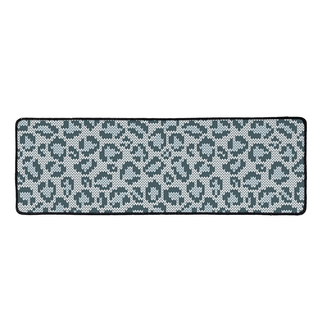 Snow Leopard Knitted Pattern Print Long Kitchen Mat