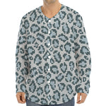 Snow Leopard Knitted Pattern Print Long Sleeve Baseball Jersey