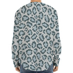 Snow Leopard Knitted Pattern Print Long Sleeve Baseball Jersey