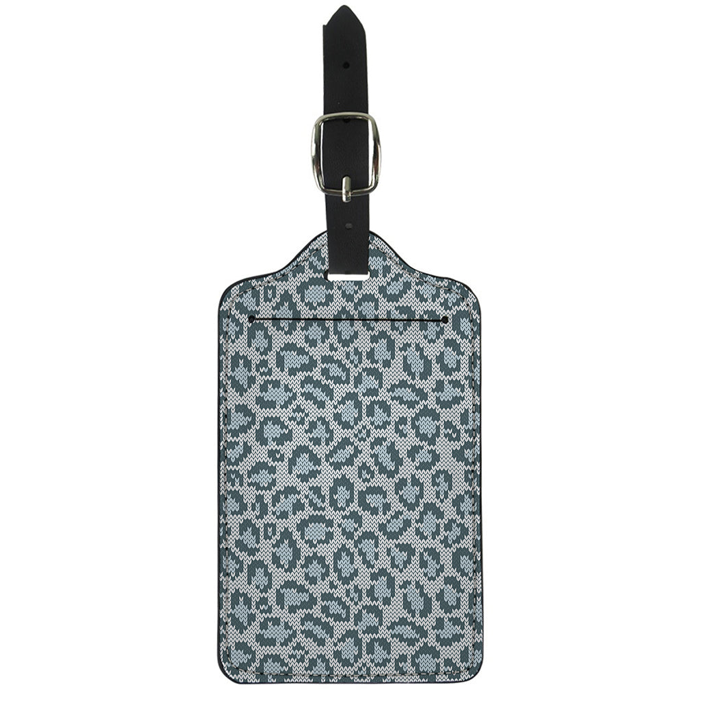 Snow Leopard Knitted Pattern Print Luggage Tag