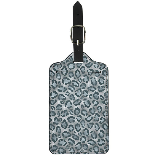 Snow Leopard Knitted Pattern Print Luggage Tag